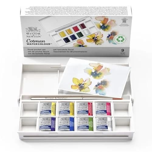 Winsor & Newton Cotman Watercolor Paint Set, 8 Half Pans, Floral Pocket Set | Fine Art Pigments, Transparent Color, Lightfast & Permanent thumbnail 1