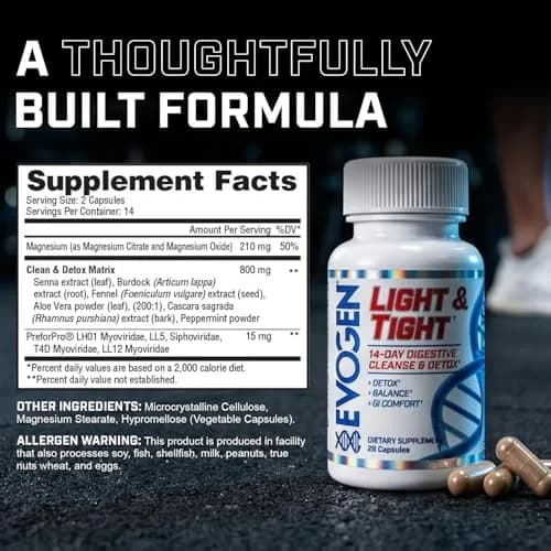 Evogen Light & Tight 14-Day Colon Cleanse & Detox | 28 Capsules for Bloating & Toxins thumbnail 7