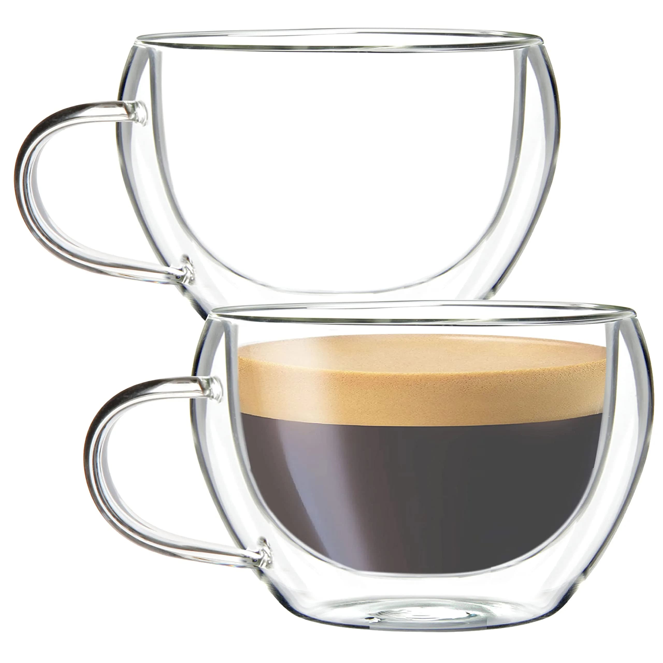 Youngever Glass Espresso Mug Wide | Double Wall Thermo Insulated 5.5oz — Wide