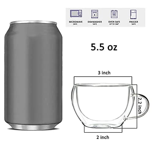 Youngever Glass Espresso Mug Wide | Double Wall Thermo Insulated 5.5oz thumbnail 2