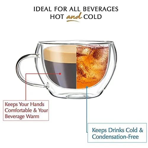 Youngever Glass Espresso Mug Wide | Double Wall Thermo Insulated 5.5oz thumbnail 3