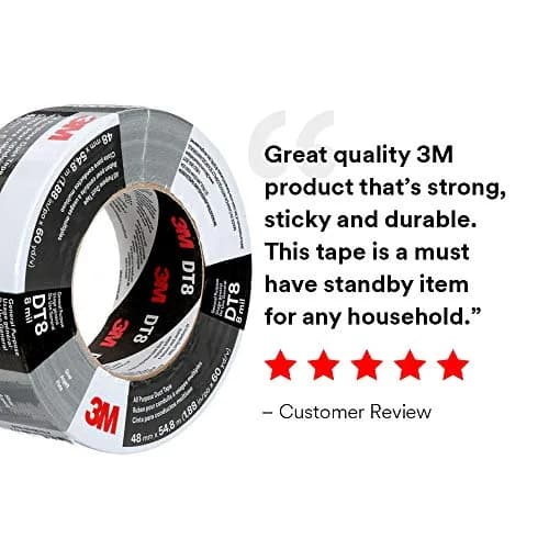 3M All Purpose Duct Tape DT8 Silver 1.88 in x 60 yd (156g) | Industrial Strength, Water Resistant thumbnail 4