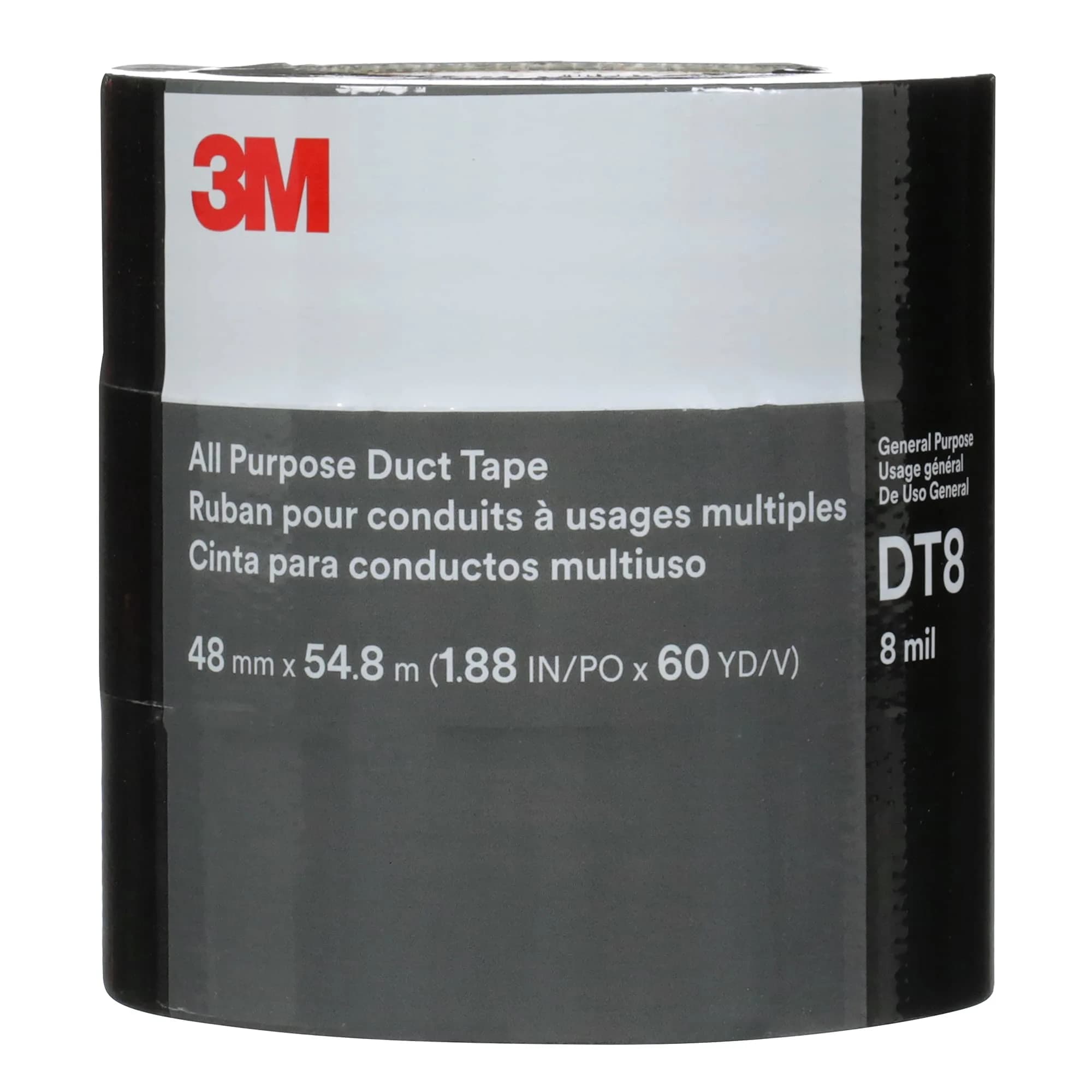 3M Duct Tape DT8, 3 Pack, Industrial Strength, Black Color, 1.88 in x 60 yd | Heavy Duty Tape for HVAC and Repairs - view 5