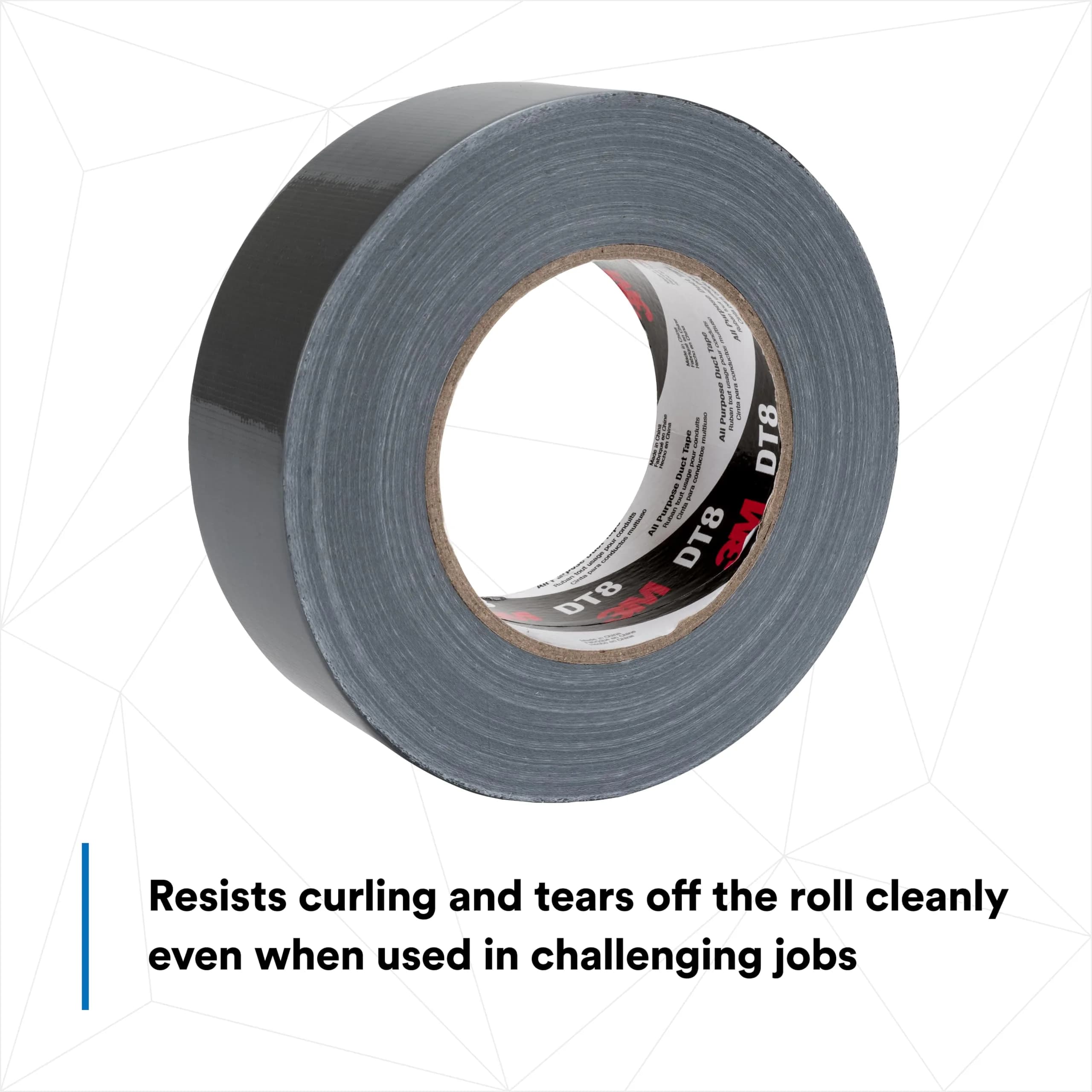 3M Duct Tape DT8, 3 Pack, Industrial Strength, Black Color, 1.88 in x 60 yd | Heavy Duty Tape for HVAC and Repairs - view 3
