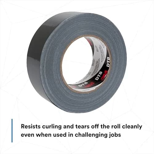 3M Duct Tape DT8, 3 Pack, Industrial Strength, Black Color, 1.88 in x 60 yd | Heavy Duty Tape for HVAC and Repairs thumbnail 3