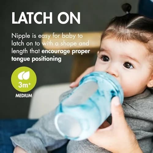 Boon Nursh Silicone Baby Bottles - Medium Flow - Tie Dye - 8 Oz (237ml) - 3 Count | Air-Free Feeding for Reduced Colic thumbnail 5