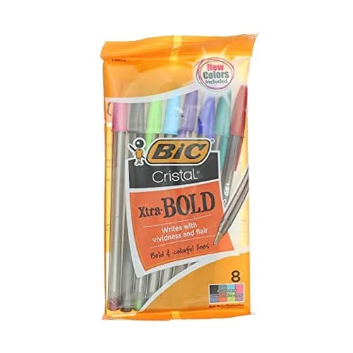 BIC Cristal Xtra Bold Ball Pen, Assorted Colors 19627 | 1 Pack of 8, 2mm+ Bold Writing thumbnail 2