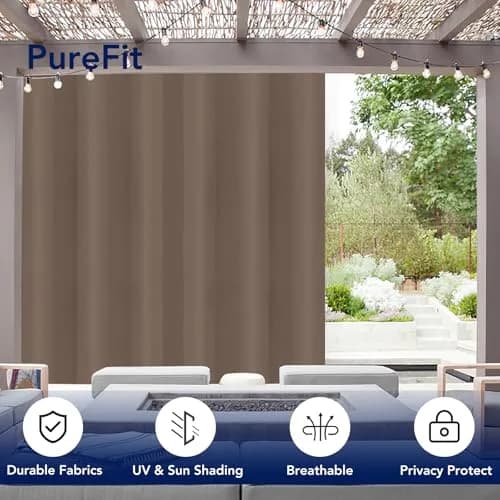 PureFit Outdoor Waterproof Curtains for Patio, Balcony, Porch - Camel, 200"W x 84"L (Set of 2) | UV & Fade Resistant thumbnail 3