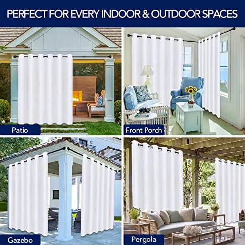 PureFit Waterproof Outdoor Curtains for Patio, 241cm x 254cm (100"W x 95"L) | UV Resistant, Fade Resistant, Privacy Enhancement thumbnail 5