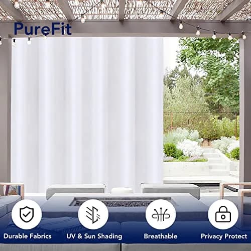 PureFit Waterproof Outdoor Curtains for Patio, 241cm x 254cm (100"W x 95"L) | UV Resistant, Fade Resistant, Privacy Enhancement thumbnail 3