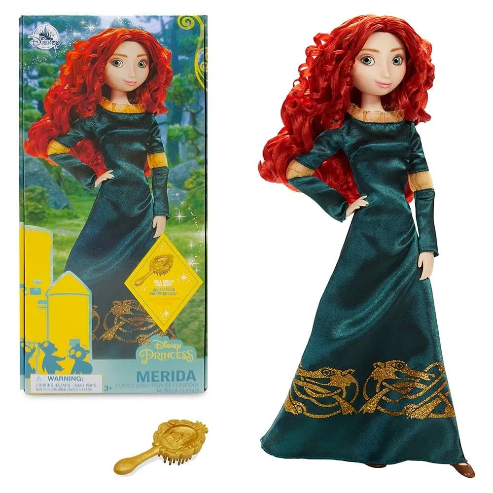 Disney Store Merida Classic Doll 11.5 Inches | Includes Brush, Fully Poseable Toy in Green Gown - main product image
