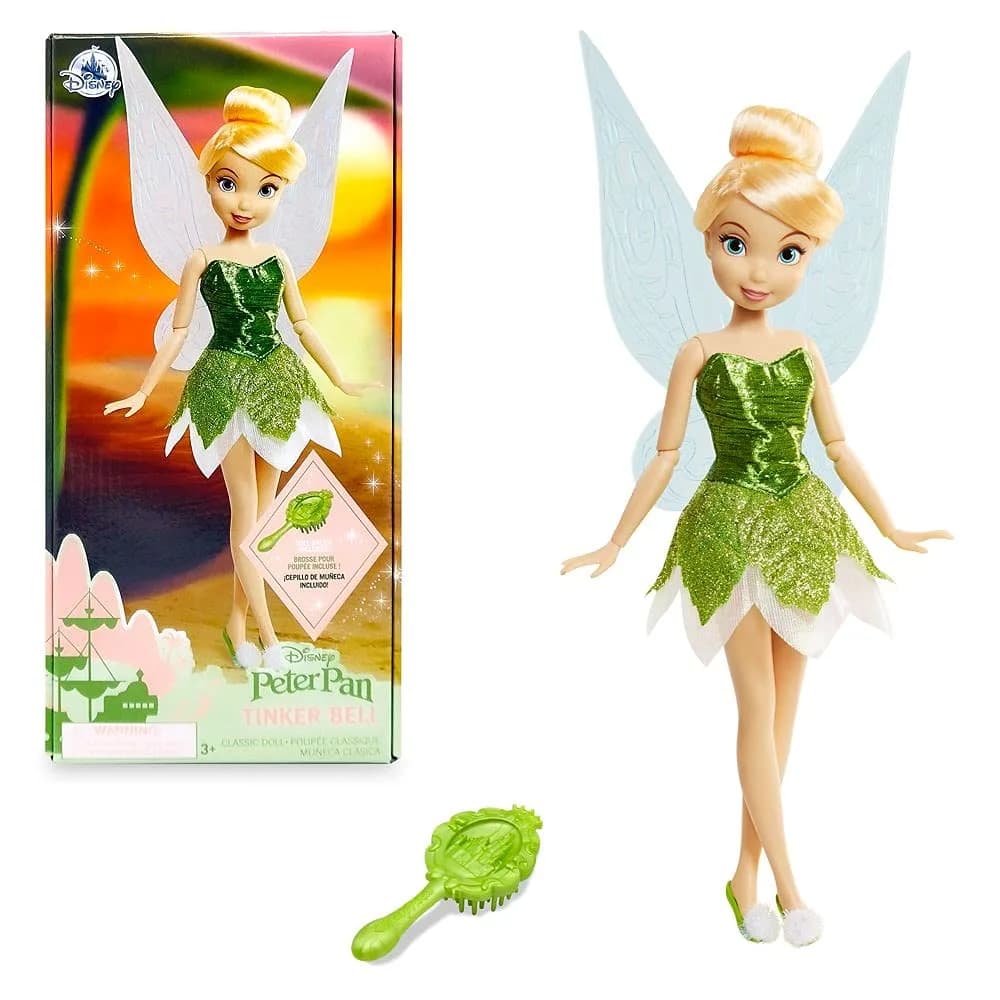 Disney Store Tinker Bell Classic Doll 11 Inches | Fully Posable Toy with Brush and Wings - main product image