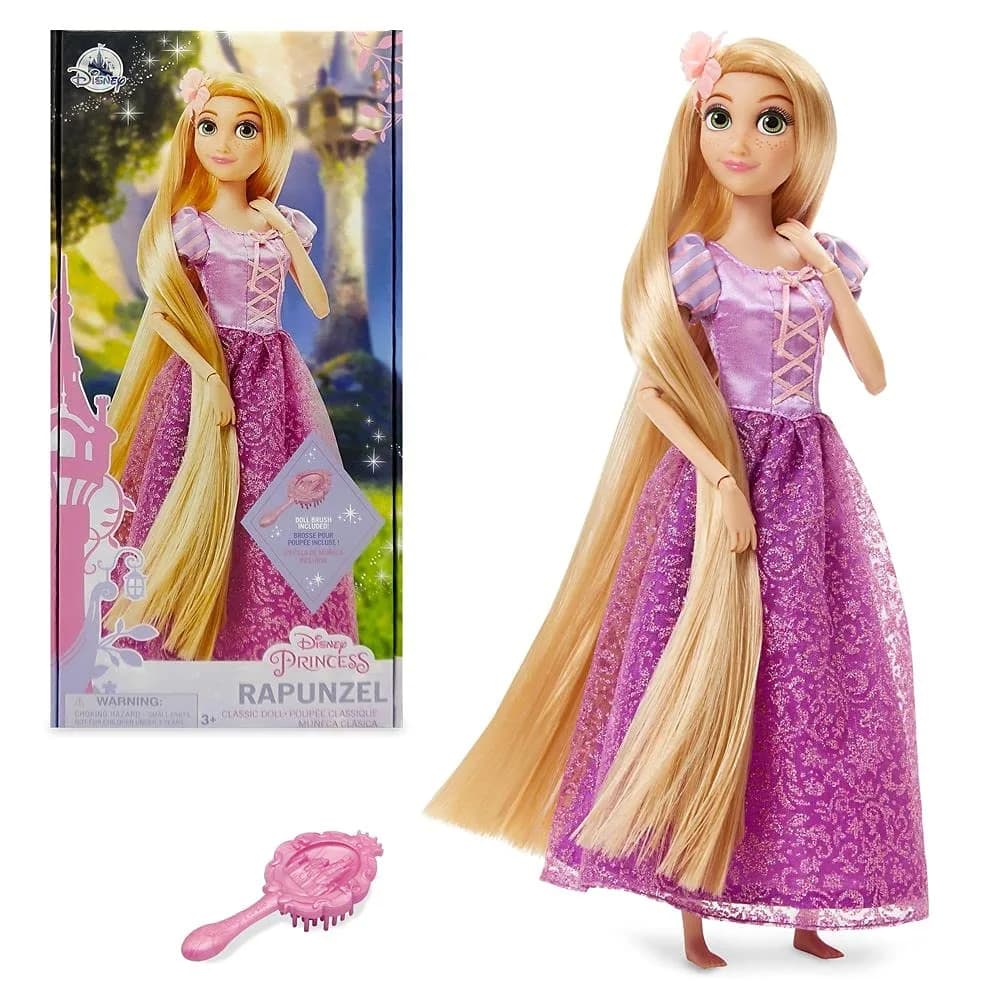 Disney Store Rapunzel Classic Doll 11 Inches | Posable Toy with Brush Accessory