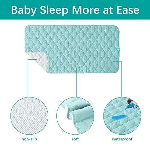 Biloban Waterproof Crib Mattress Protector 28"x52" (71cm x 132cm) | Breathable Quilted Pad for Safe Sleep thumbnail 2