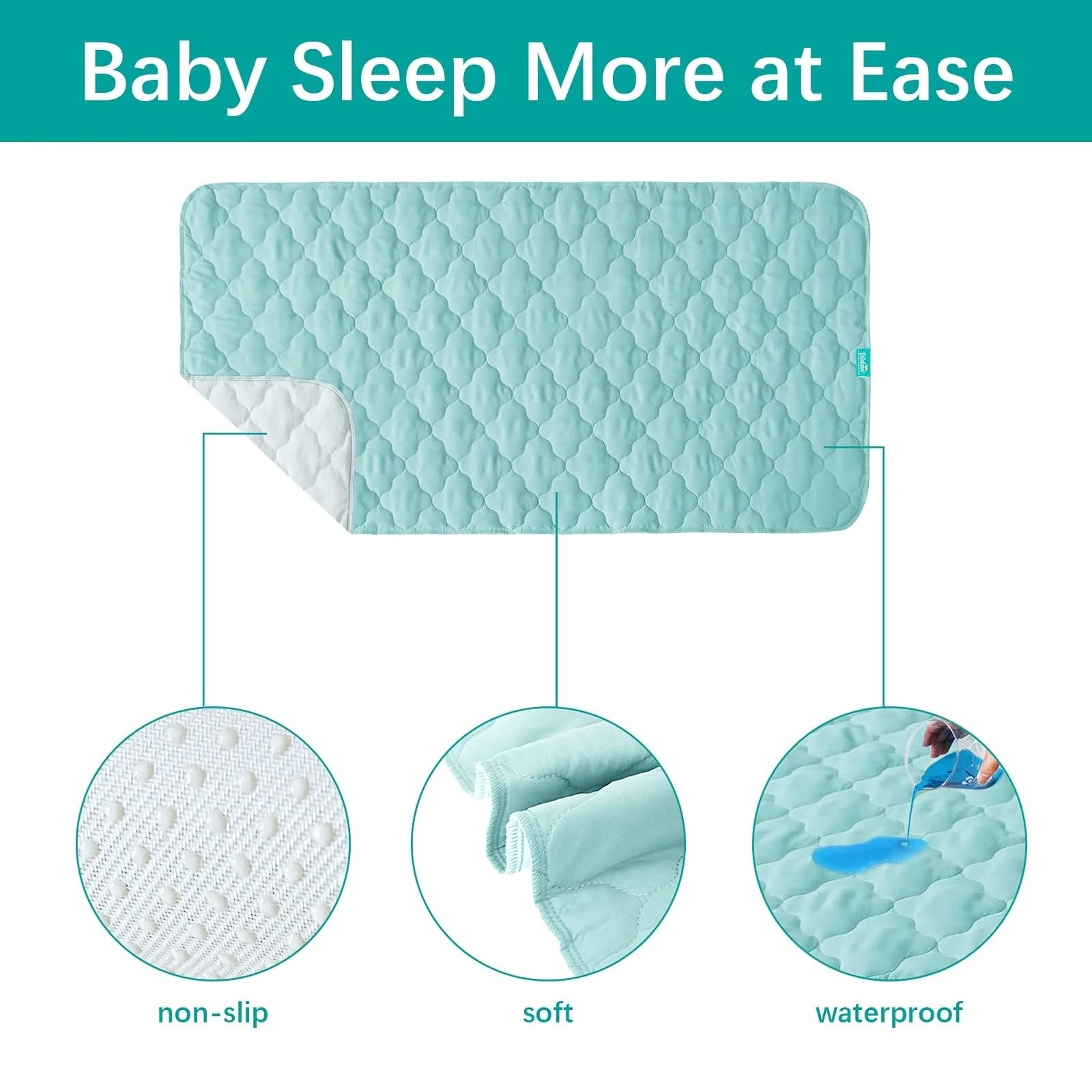 Biloban Waterproof Crib Mattress Protector 28"x52" (71cm x 132cm) | Breathable Quilted Pad for Safe Sleep thumbnail 2