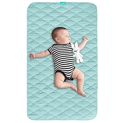 Biloban Waterproof Crib Mattress Protector 52x28 Inch (132x71 cm) | Breathable Quilted Pad for Indian Nurseries — Aqua