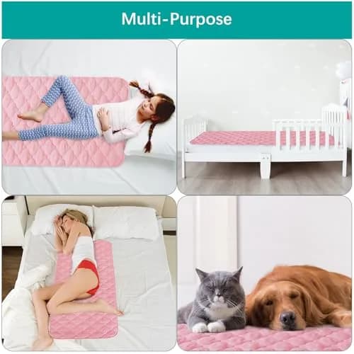Biloban Waterproof Crib Mattress Protector Pink 71cm (28") x 132cm (52") | Breathable Quilted Pad for Safe Sleep thumbnail 6