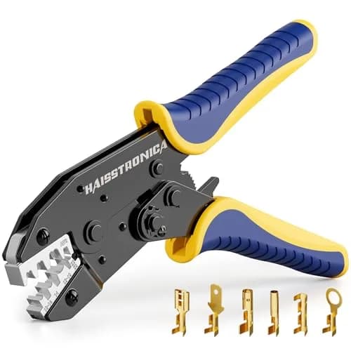 haisstronica Ratchet Crimping Tool for Open Barrel Terminals, AWG 22-10 (550g) | Precision Electrical Wire Crimper thumbnail 1