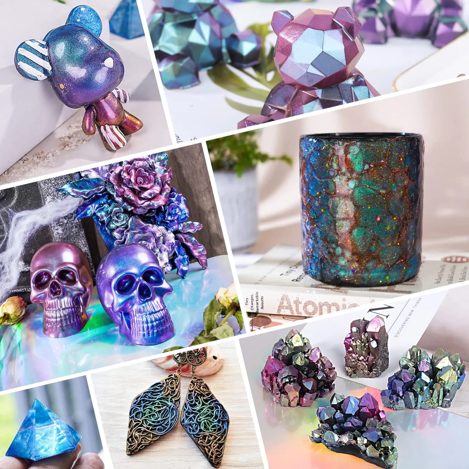 LET'S RESIN Chameleon Mica Powder 50g (1.7oz) | 10 Color Shift Pigment Set for Resin Crafts - view 7