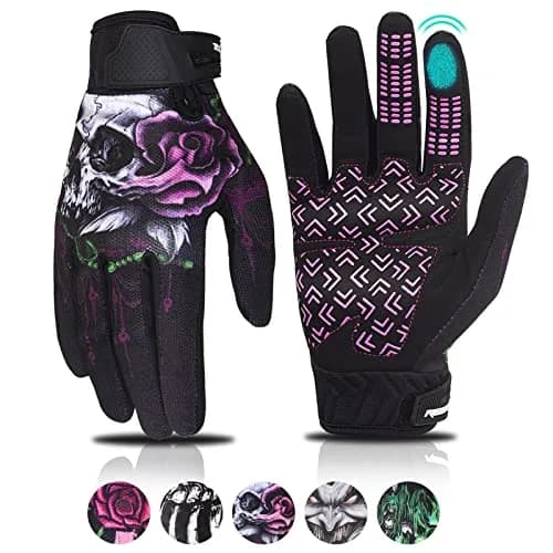 RIGWARL Women's Touchscreen Motorcycle Gloves - Pink, Breathable, Non-Slip, Full Finger for Mountain Bike, Cycling, ATV, MTB | Impact & Abrasion Protection thumbnail 1