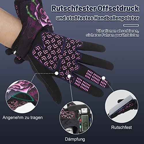 RIGWARL Women's Touchscreen Motorcycle Gloves - Pink, Breathable, Non-Slip, Full Finger for Mountain Bike, Cycling, ATV, MTB | Impact & Abrasion Protection thumbnail 4