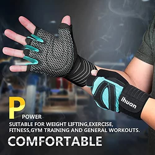ihuan Ventilated Weight Lifting Gym Gloves with Wrist Support | Full Palm Protection for Men & Women thumbnail 3