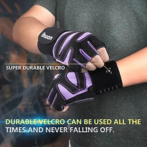 ihuan Ventilated Weight Lifting Gym Workout Gloves with Wrist Wrap Support | Full Palm Protection for Men & Women thumbnail 4