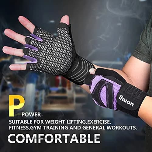 ihuan Ventilated Weight Lifting Gym Workout Gloves with Wrist Wrap Support | Full Palm Protection for Men & Women thumbnail 3