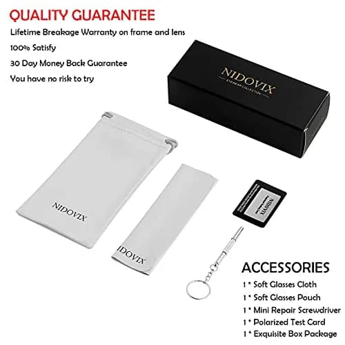 NIDOVIX Polarized Aviator Sunglasses for Men Women 58mm Lens Width | Classic Vintage Style thumbnail 7