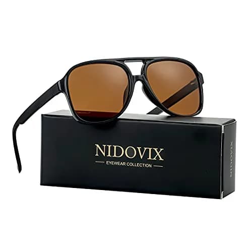 NIDOVIX Polarized Aviator Sunglasses for Men Women 58mm Lens Width | UV400 Protection thumbnail 2