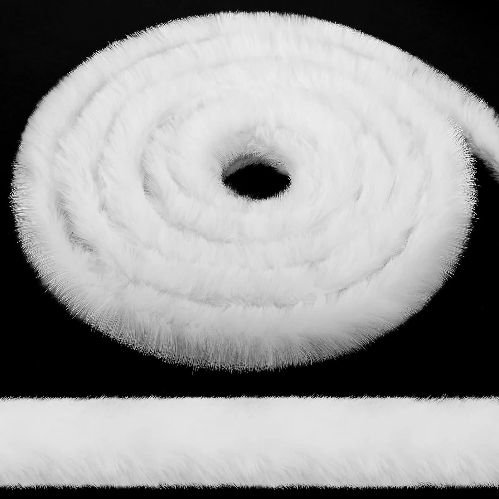 WILLBOND White Faux Fur Trim Ribbon 0.98in x 29.5ft | Fluffy Xmas Craft Decor — 0.98 Inch x 29.5 Feet