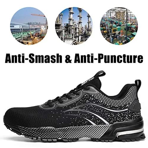 Furuian Steel Toe Shoes for Men & Women 13.5 Women/12 Men | Comfortable Puncture-Resistant Safety Shoes thumbnail 5