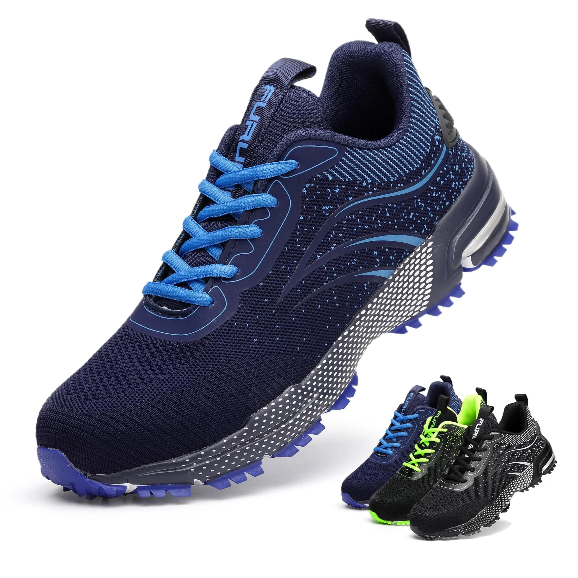 Furuian Steel Toe Shoes for Men & Women 7 Women/5.5 Men | Comfortable Puncture-Resistant Safety Shoes — Blue