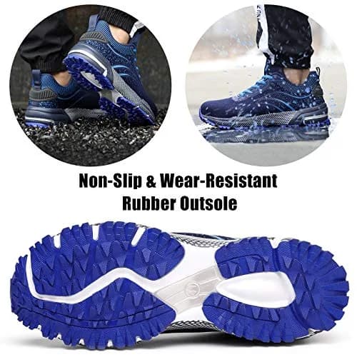 Furuian Steel Toe Shoes for Men & Women | Impact-Resistant, Breathable, Slip-Resistant Safety Shoes (Size 6 Women/4 Men, Blue) thumbnail 5