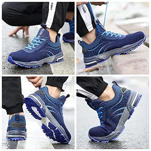 Furuian Steel Toe Shoes for Men & Women | Impact-Resistant, Breathable, Slip-Resistant Safety Shoes (Size 6 Women/4 Men, Blue) thumbnail 7
