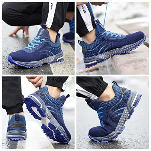 Furuian Steel Toe Shoes for Men & Women | Impact-Resistant, Breathable, Slip-Resistant Safety Shoes (Size 6 Women/4 Men, Blue) thumbnail 2