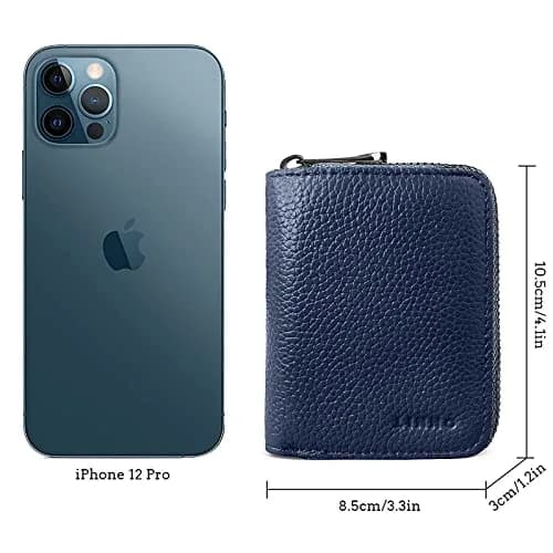 Linno RFID 20 Slots Credit Card Holder Genuine Leather Small Wallet with Zipper for Women or Men thumbnail 6