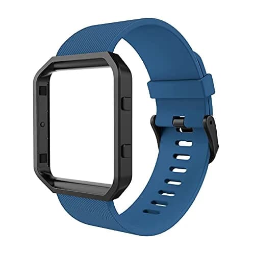 Simpeak Sport Band Compatible with Fitbit Blaze Smartwatch Sport Fitness, Silicone Wrist Band with Metal Frame for Fitbit Blaze Men Women (Blue, Small) thumbnail 1
