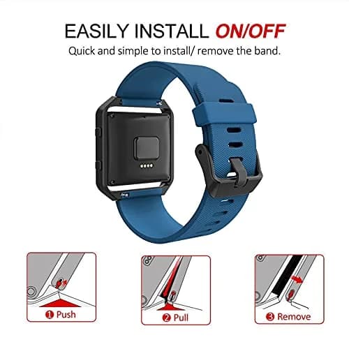 Simpeak Sport Band Compatible with Fitbit Blaze Smartwatch Sport Fitness, Silicone Wrist Band with Metal Frame for Fitbit Blaze Men Women (Blue, Small) thumbnail 4