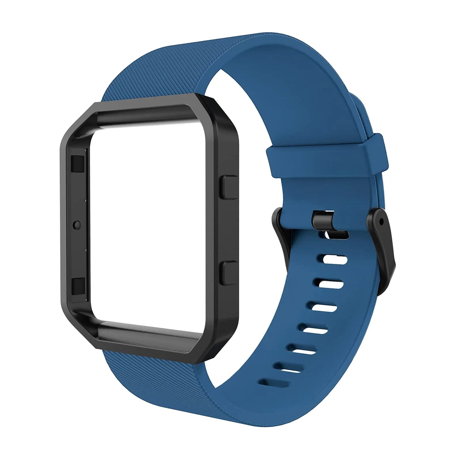 Simpeak Sport Band Compatible with Fitbit Blaze Large | Silicone Wrist Band with Metal Frame for Fitbit Blaze Men Women — Blue