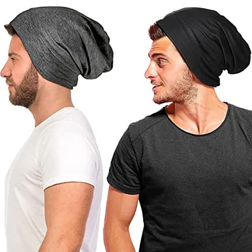 Geyoga Silk Satin Bonnet for Men | Adjustable Elastic Band for Curly Hair, 2 Pack thumbnail 1