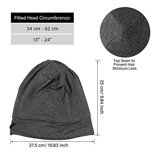 Geyoga Silk Satin Bonnet for Men | Adjustable Elastic Band for Curly Hair, 2 Pack thumbnail 3