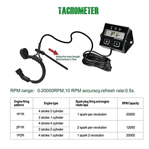 YOOREAL Digital Inductive Tach Hour Meter, RPM Gauge Meter Tachometer with Resettable Hours & Maintenance Timer | 0-20000 RPM, 99999 Hours thumbnail 4