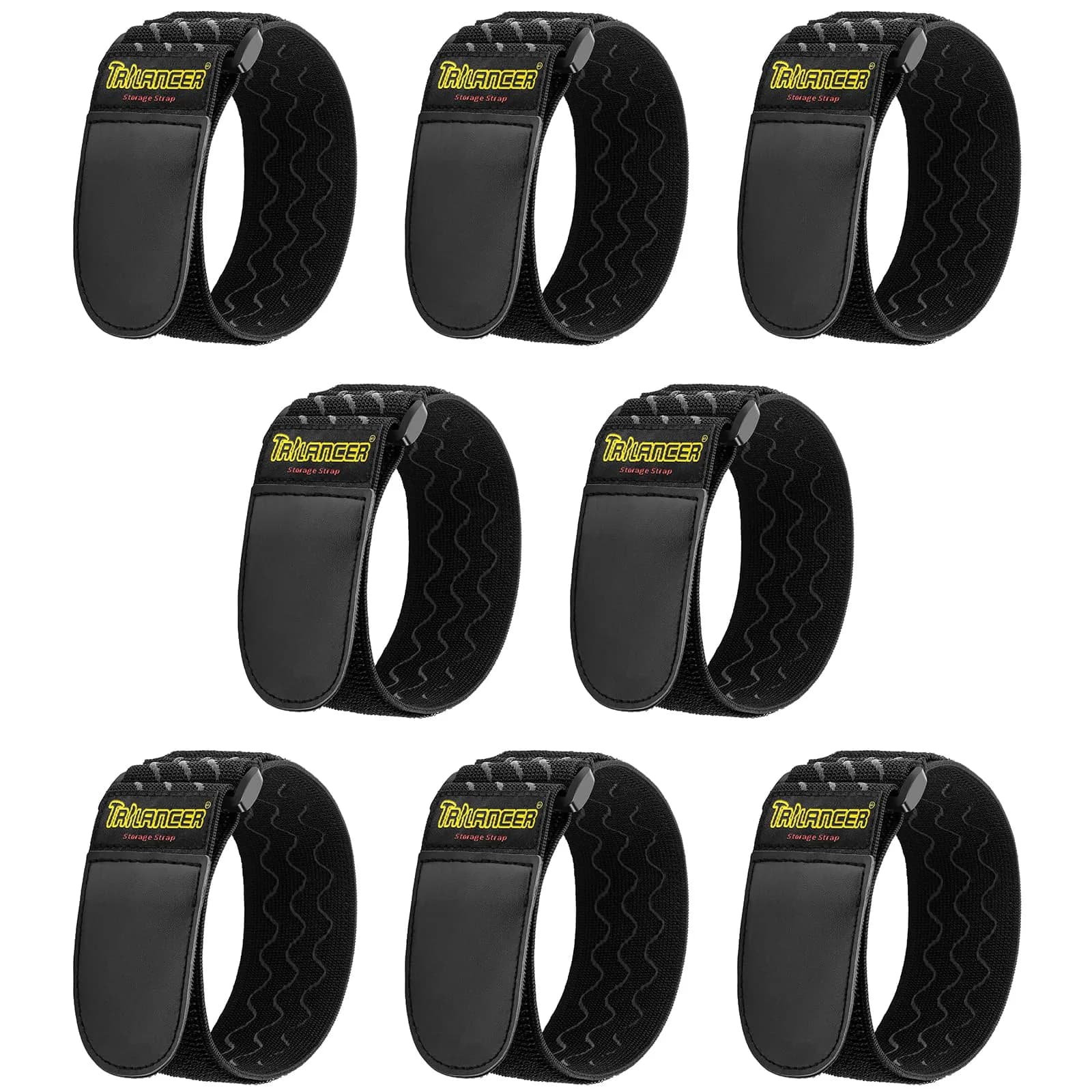 Trilancer Elastic Cinch Straps with Anti-Slip Strips, 12" (30cm) x 2" (5cm) | Multipurpose Hook & Loop Bundling Straps