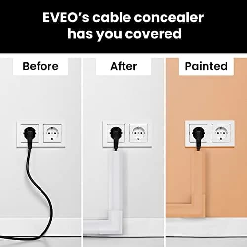 EVEO Black Cord Management Cable Hider Kit 381cm (150in) | Paintable Wire Concealer for Walls thumbnail 7