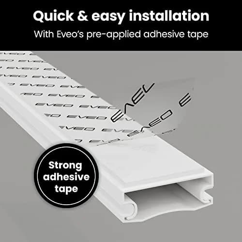 EVEO Black Cord Management Cable Hider Kit 381cm (150in) | Paintable Wire Concealer for Walls thumbnail 2