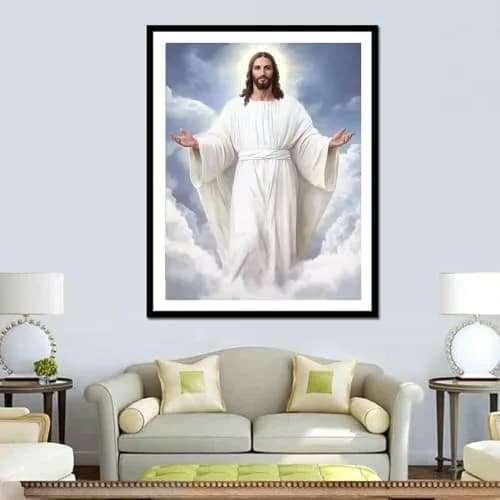 pigpigboss God Jesus Diamond Painting Art Kit, 12x16 inches | 5D Round Resin Diamonds for Religious Decor thumbnail 4