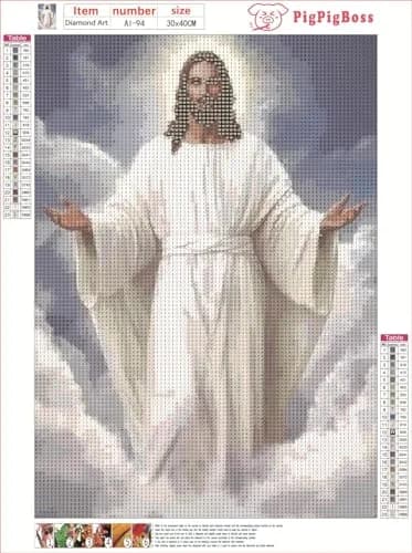 pigpigboss God Jesus Diamond Painting Art Kit, 12x16 inches | 5D Round Resin Diamonds for Religious Decor thumbnail 2