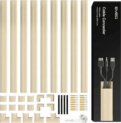 EVEO Cord Covers for Wires on Wall - 153in Cable Management Cable Hider Kit | Beige thumbnail 1