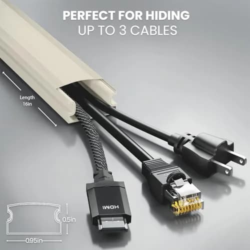 EVEO Cord Covers for Wires on Wall - 153in Cable Management Cable Hider Kit | Beige thumbnail 3